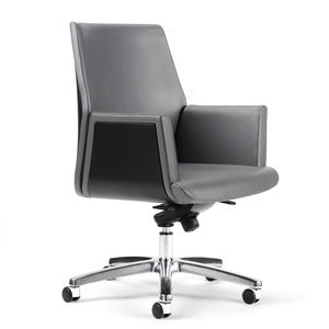contemporary office armchair / leather / on casters / star base