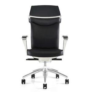 contemporary executive chair / leather / fabric / aluminum