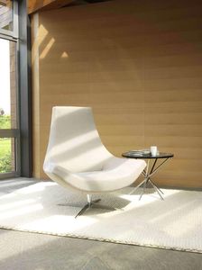 contemporary fireside chair / leather / indoor / swivel