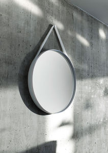 wall-mounted mirror / contemporary / round / steel