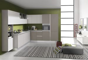 contemporary kitchen / laminate / lacquered / handleless