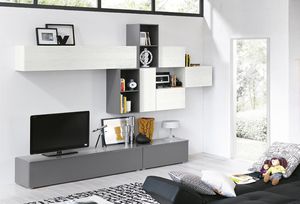 contemporary TV cabinet / glass