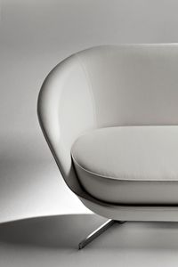 compact sofa / contemporary / fabric / leather