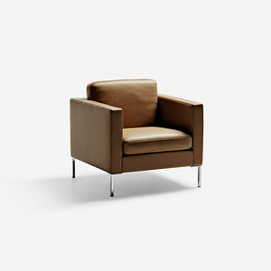 contemporary armchair / fabric / leather / metal