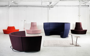 modular upholstered bench / contemporary / leather / fabric