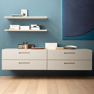 wall-mounted sideboard / contemporary / wooden / with shelf