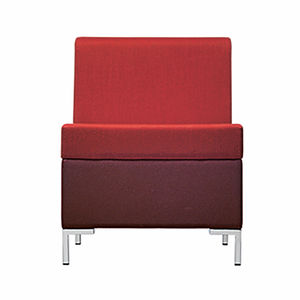 contemporary fireside chair / fabric / steel / red