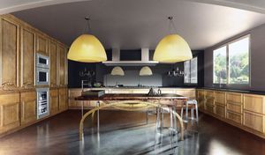 contemporary kitchen / wooden / U-shaped / handleless