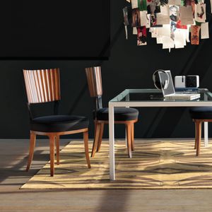 traditional chair / upholstered / wooden