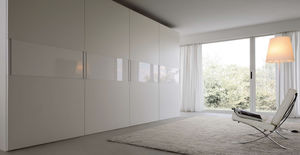 contemporary wardrobe / glossy lacquered wood / sliding door