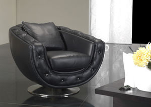 traditional armchair / fabric / leather