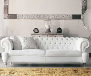 Chesterfield sofa / leather / 3-seater / white