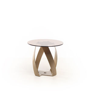 contemporary coffee table / walnut / lacquered metal / marble