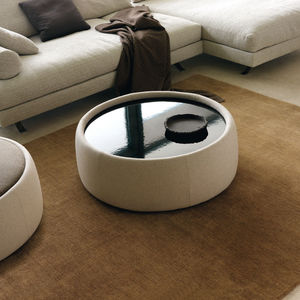 contemporary coffee table / fabric / laminate / round