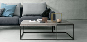contemporary coffee table / stone / oak / MDF