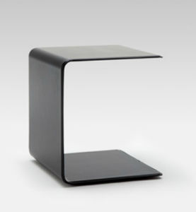 contemporary side table / leather / rectangular