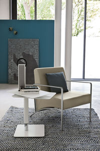 contemporary armchair / steel / sled base