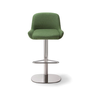 contemporary bar chair / upholstered / with footrest / central base