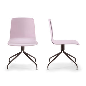 upholstered conference chair / swivel / fabric / leather