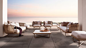 contemporary pouf / aluminum / garden