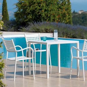 contemporary garden chair / with armrests / stackable / metal