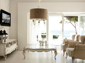 classic coffee table / glass / lacquered wood / rectangular