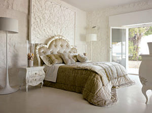 double bed / classic / upholstered / fabric