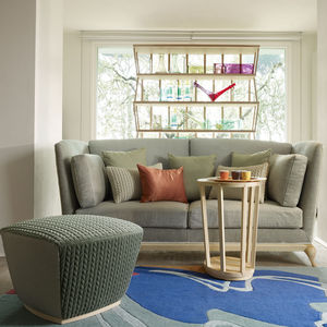 traditional sofa / solid wood / fabric / 2-person