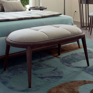 traditional upholstered bench / fabric / wooden