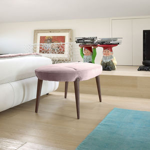 traditional upholstered bench / fabric / wooden