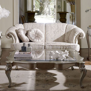 classic coffee table / glass / lacquered wood / square