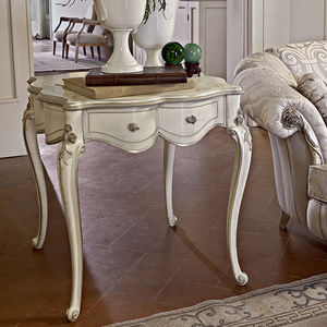 classic side table / lacquered wood / square / silver