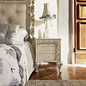 classic bedside table / lacquered wood / rectangular / white