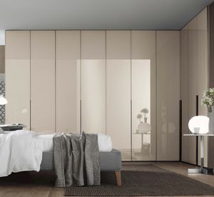 wall-mounted wardrobe / contemporary / painted aluminum / glass