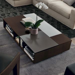 contemporary coffee table / oak / frosted glass / rectangular