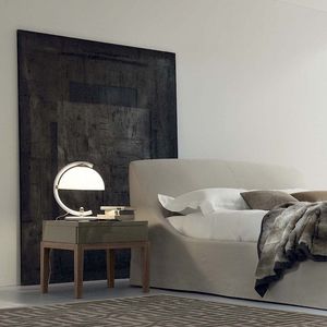 contemporary bedside table / lacquered metal / walnut / lacquered wood