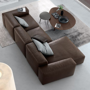 corner sofa / contemporary / leather / 3-seater