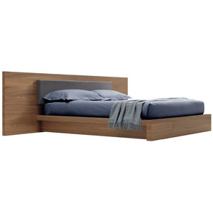 double bed / contemporary / with upholstered headboard / with integrated bedside table