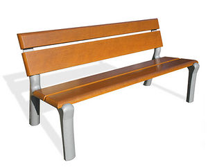 public bench / traditional / wooden / cast iron