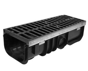 public space drainage channel / cast iron / polypropylene / with grating