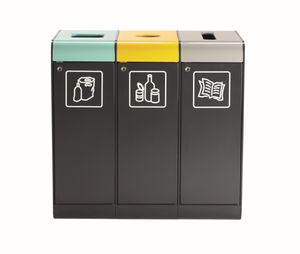 public trash can / metal / recycling / contemporary