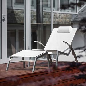 contemporary armchair / stainless steel / Batyline® / with headrest