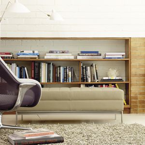 contemporary upholstered bench / fabric / leather / steel