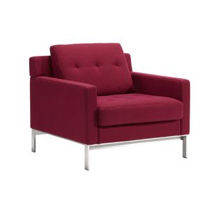 contemporary visitor armchair / fabric / leather / steel