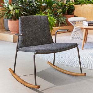 contemporary visitor chair / with armrests / upholstered / oak