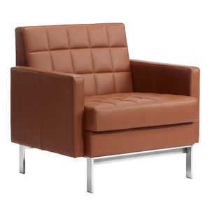 contemporary visitor armchair / fabric / leather / steel