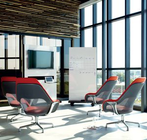 contemporary visitor armchair / fabric / cast aluminum / with armrests