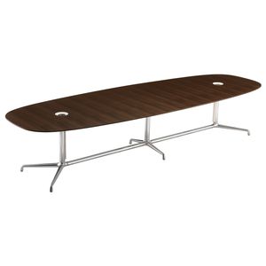 contemporary boardroom table / wooden / glass / cast aluminum