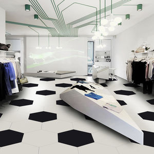 indoor tile / floor / porcelain stoneware / hexagonal