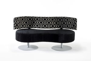contemporary upholstered bench / fabric / with backrest / black